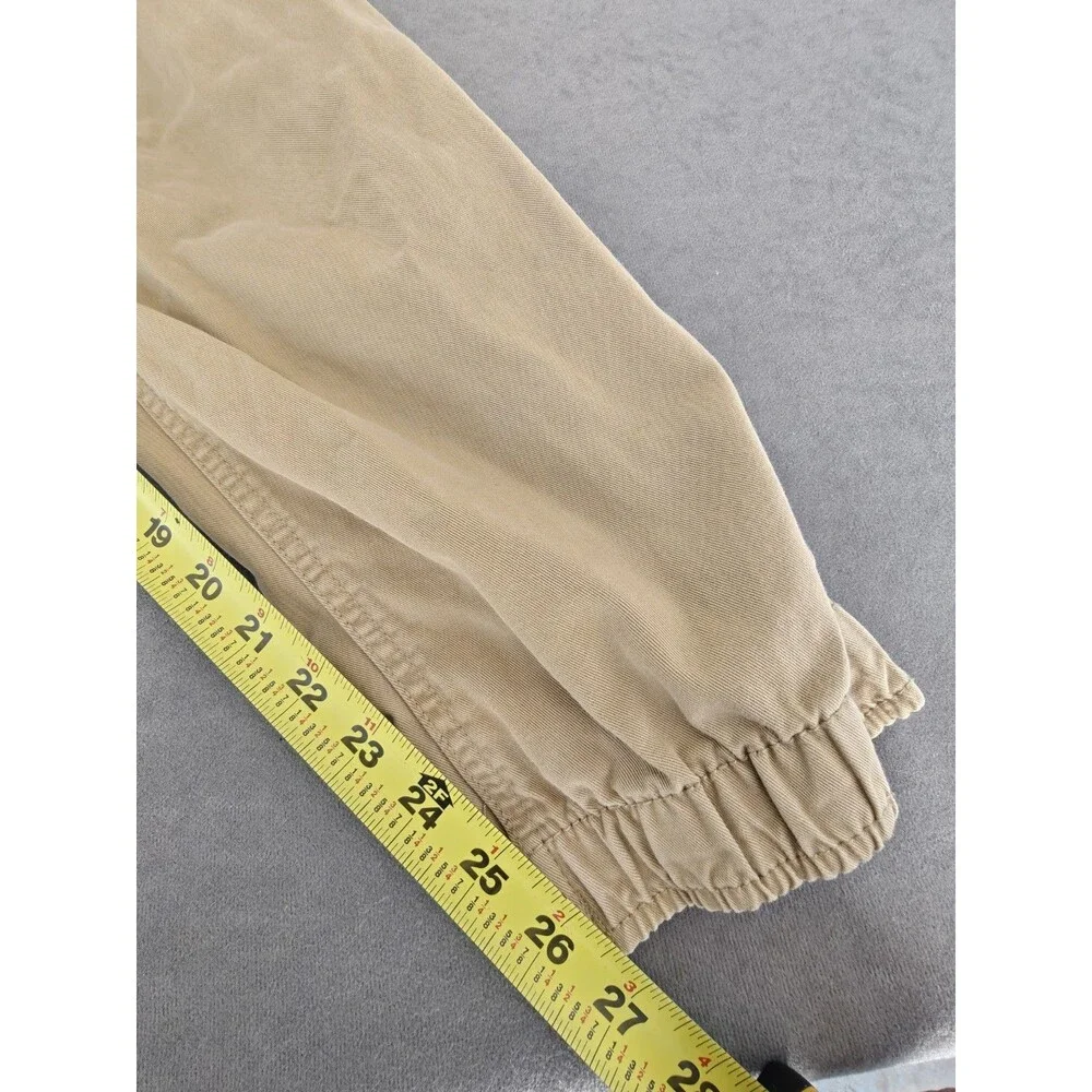 Arizona Men's Cargo Jogger Pants Khaki Tan Elastic Waist 38 Cotton